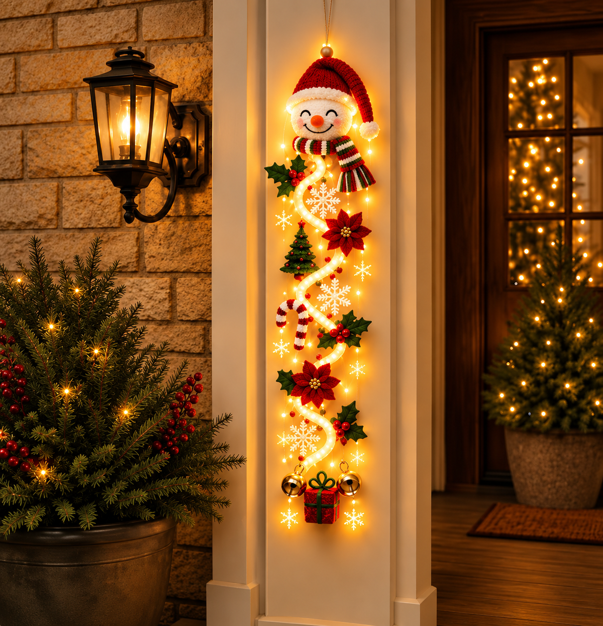 ☃️ Lighted Snowman Christmas Hanging Decor for Porch and Doorway