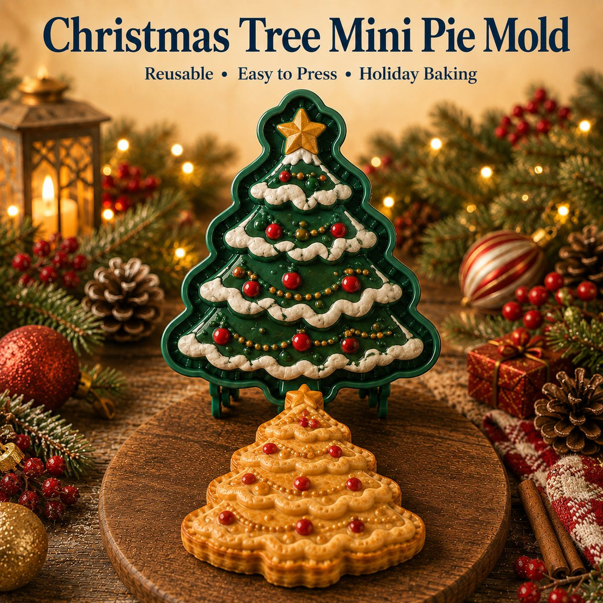 🎅 8-Design Christmas Mini Pie Mold – Festive Holiday Baking Tool for Cookies & Treats